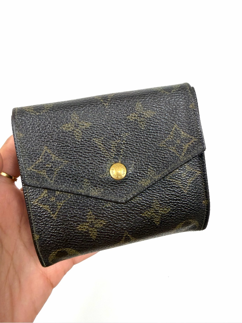 Authentic Louis Vuitton Compact Elise Monogram Double Sided Snap Wallet